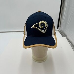 New Era Hat St. Louis Rams 39THIRTY Stretch Fit Navy Gold Mens Small Medium